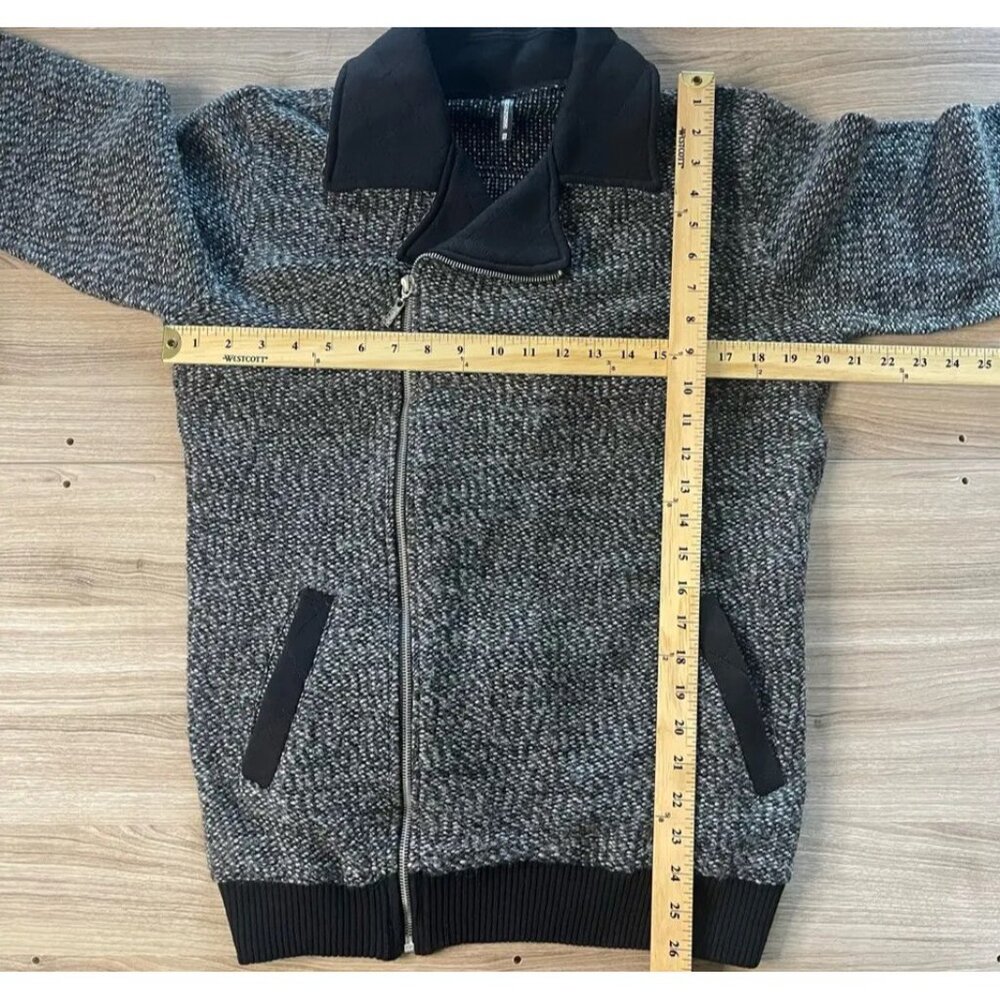 Pazzo Womens Jacket Coat Black Gray Marled Asymmetrical Zip Pockets Collar XL - Picture 8 of 8